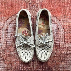 Men's Sperry Topsiders Perforated Leather Boat Shoes, size 13